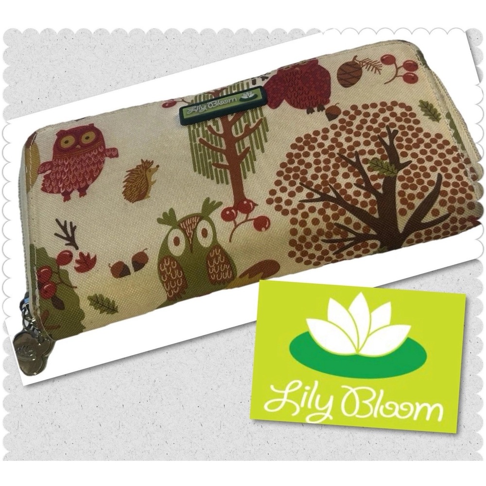 Lily Bloom Owls Forest Zip Around Women's Wallet Wristlet